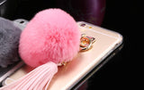 For iphone 6 6s / Plus Case Fundas Rabbit Fur Ball Tassels Metal Ring Cases Soft TPU + Hard PC Girly Coque Cover For Iphone6 I6