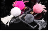For iphone 6 6s / Plus Case Fundas Rabbit Fur Ball Tassels Metal Ring Cases Soft TPU + Hard PC Girly Coque Cover For Iphone6 I6