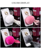 For iphone 6 6s / Plus Case Fundas Rabbit Fur Ball Tassels Metal Ring Cases Soft TPU + Hard PC Girly Coque Cover For Iphone6 I6
