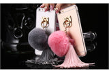 For iphone 6 6s / Plus Case Fundas Rabbit Fur Ball Tassels Metal Ring Cases Soft TPU + Hard PC Girly Coque Cover For Iphone6 I6