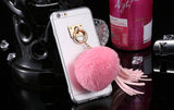 For iphone 6 6s / Plus Case Fundas Rabbit Fur Ball Tassels Metal Ring Cases Soft TPU + Hard PC Girly Coque Cover For Iphone6 I6