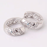 Engagement Jewelry Huggie Earings for Women Three Rows Crystals AAA Cubic Zircon Hoop Earrings Fashion