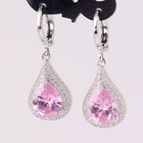 Creative Jewelry Earring for Women 18k White Gold Plating Drop Earrings Pear Shape Crystal Fabulous Wedding Dangle Earrings