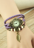 Hot Sale Women Ladies Girls Fashion Long Faux Leather Strap Bracelet Watch Vintage Punk Style Quartz Analog Casual Wristwatch