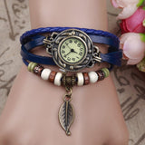 Hot Sale Women Ladies Girls Fashion Long Faux Leather Strap Bracelet Watch Vintage Punk Style Quartz Analog Casual Wristwatch