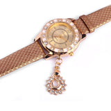 Women Vogue Dress Watches Swan Pendant Rhinestone Clocks Ladies Wristwatch