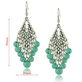 Ethnic Style Tibetan Silver Turquoise Earrings Hollow Out Long Tear Drop Earrings Brincos Wholesale Jewelry