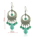 Ethnic Style Tibetan Silver Turquoise Earrings Hollow Out Long Tear Drop Earrings Brincos Wholesale Jewelry