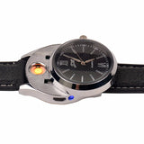 New Windproof Flameless USB Lighter Watch Electric Quartz Watches Men Women Luxury Wristwatches + Rechargeable Cigarette Lighter