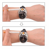 New Windproof Flameless USB Lighter Watch Electric Quartz Watches Men Women Luxury Wristwatches + Rechargeable Cigarette Lighter