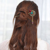 New Fashion Colorful Women Retro Crystal Butterfly Flower Hairpins Hair Stick Hair Clip