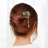 New Fashion Colorful Women Retro Crystal Butterfly Flower Hairpins Hair Stick Hair Clip