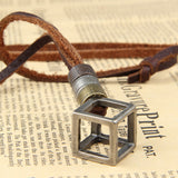 Genuine Leather Men Necklaces Pendants With Box Punk Vintage Adjustable Brown Rope Chain Male Jewelry Mens Jewellery