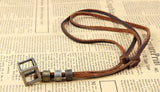 Genuine Leather Men Necklaces Pendants With Box Punk Vintage Adjustable Brown Rope Chain Male Jewelry Mens Jewellery