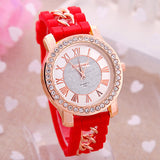 Dress Casual Clock Female Relogio Luxury Quartz Watch Diamond Wristwatches Women Silicone Platinum Chain Fashion Watches