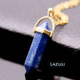 Gold Plated Natural Stone Opal Pendant Necklace For Women Bullet Shape Turquoise Crystal Gem Stone Necklaces