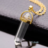 Gold Plated Natural Stone Opal Pendant Necklace For Women Bullet Shape Turquoise Crystal Gem Stone Necklaces