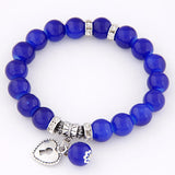 Pulseira Love Heart Pendant Bracelets Bangles for Women Pulsera Mujer Fashion Glass Bead Strand Bracelet Bijoux