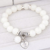 Pulseira Love Heart Pendant Bracelets Bangles for Women Pulsera Mujer Fashion Glass Bead Strand Bracelet Bijoux