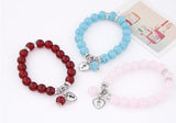 Pulseira Love Heart Pendant Bracelets Bangles for Women Pulsera Mujer Fashion Glass Bead Strand Bracelet Bijoux