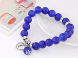 Pulseira Love Heart Pendant Bracelets Bangles for Women Pulsera Mujer Fashion Glass Bead Strand Bracelet Bijoux
