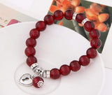 Pulseira Love Heart Pendant Bracelets Bangles for Women Pulsera Mujer Fashion Glass Bead Strand Bracelet Bijoux