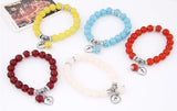 Pulseira Love Heart Pendant Bracelets Bangles for Women Pulsera Mujer Fashion Glass Bead Strand Bracelet Bijoux