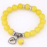 Pulseira Love Heart Pendant Bracelets Bangles for Women Pulsera Mujer Fashion Glass Bead Strand Bracelet Bijoux