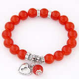 Pulseira Love Heart Pendant Bracelets Bangles for Women Pulsera Mujer Fashion Glass Bead Strand Bracelet Bijoux