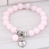 Pulseira Love Heart Pendant Bracelets Bangles for Women Pulsera Mujer Fashion Glass Bead Strand Bracelet Bijoux