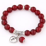 Pulseira Love Heart Pendant Bracelets Bangles for Women Pulsera Mujer Fashion Glass Bead Strand Bracelet Bijoux