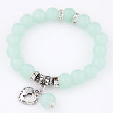 Pulseira Love Heart Pendant Bracelets Bangles for Women Pulsera Mujer Fashion Glass Bead Strand Bracelet Bijoux