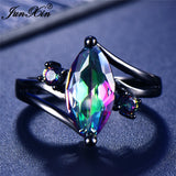 Elegant Black Gold Filled Emerald CZ Ring Vintage Wedding Rings For Women Christmas Eve Gift Fashion Jewelry