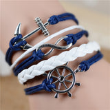 Fashion Vintage Infinity Anchor Hook Artificial Leather Bracelet Men Women Bracelets & Bangles Jewelry