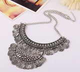 Bohemian Jewelry Vintage Gold Silver Chain Tassels Statement Alloy Choker Collar Necklace Women Gypsy Necklaces & Pendants
