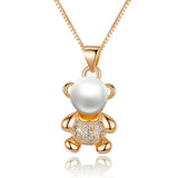 18K Gold Plated Animal Bear Necklaces & Pendants with Paved 25 Piece Micro AAA CZ Cubic Zircon For Women Jewelry