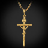 Cross Necklace Women/Men Jewelry Wholesale Trendy 2 Colors Platinum/18K Real Gold Plated INRI Crucifix Jesus Cross Pendant