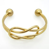 18K Gold Statement Punk Fashion Stainless Steel Opening Line Style Cuff Bangle Bracelets For Women