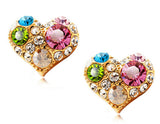 Fashion Jewelry for women 18K Rose Gold Plated Crystal Wedding Bridal Asymmetrical Heart Color Jewelry sets