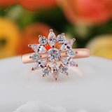New 18K Rose Gold Plated Finger Ring for Women with AAA Cubic Zircon Engagement Jewelry