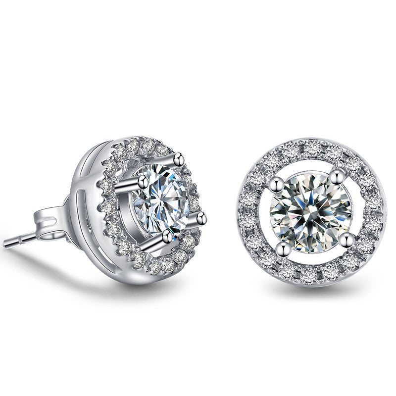 White Gold Plated Hearts & Arrows cut 0.75 carat AAA+ CZ Stud Earring Wedding Earrings for Women