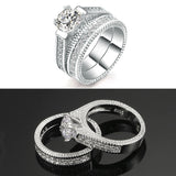 White Gold Plated Luxury 2 Rounds Bijoux Fashion Wedding Ring Set AAA+ CZ Jewelry For Women As Chirstmas Gift