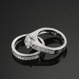 White Gold Plated Luxury 2 Rounds Bijoux Fashion Wedding Ring Set AAA+ CZ Jewelry For Women As Chirstmas Gift