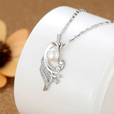 18K White Gold Plated Simulated Pearl Necklaces & Pendants with Paved 21 piece Micro AAA Cubic Zircon Women