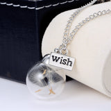 Wish bottle Necklace Real Dandelion Seeds Water Drop Bottle Botanical Pendant Necklace For Women 