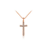 Classic design White/Rose gold plating zircon cross necklace for women fashion jewelry