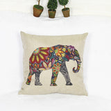 Floral Elephant Printed Linen Cushion Cover For Sofa Throw Pillow Case Chair Car Seat Pillowcases