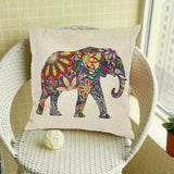 Floral Elephant Printed Linen Cushion Cover For Sofa Throw Pillow Case Chair Car Seat Pillowcases
