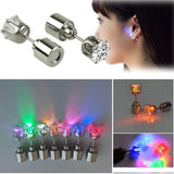 Light Up LED earrings Studs Flashing Blinking Stainless Steel Earrings Studs Dance Party Accessories unisex for Men Women 1 Pair