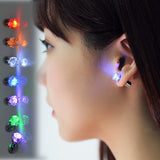 Light Up LED earrings Studs Flashing Blinking Stainless Steel Earrings Studs Dance Party Accessories unisex for Men Women 1 Pair